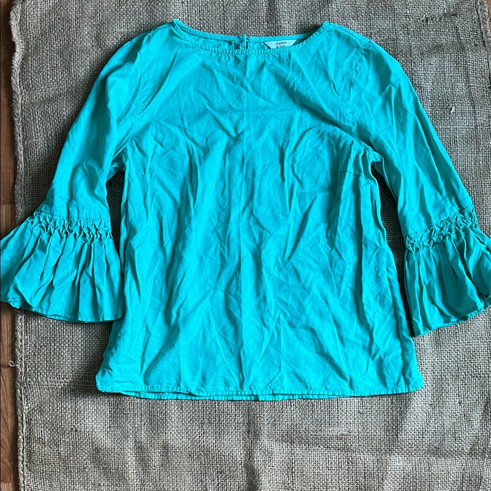Women's Teal Bell-Sleeve Bohemian style Top x small